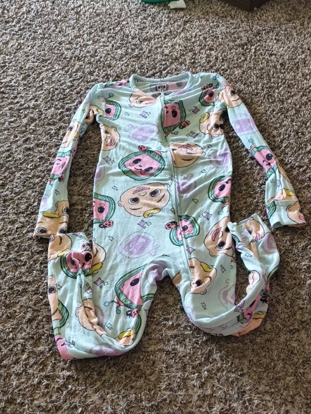 Kids Mint Green Character Footie One-Piece Pajamas